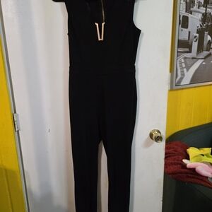 Bebe Black Skinny Jumpsuit with V-Neckline